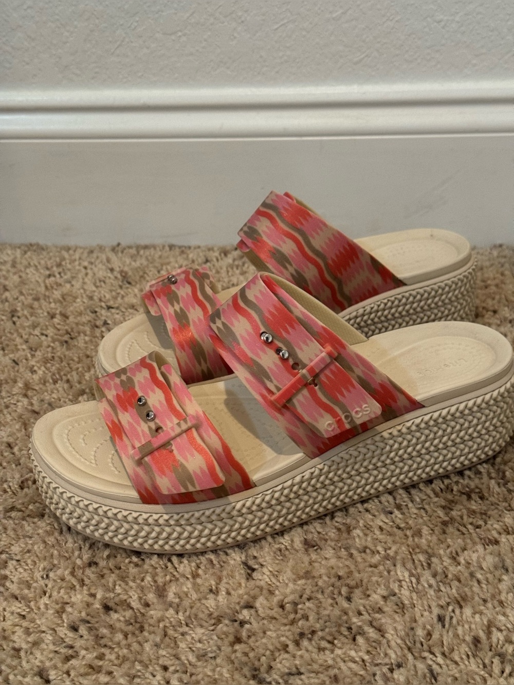 CROCS Brooklyn Woven Buckle Crochet Wedge Sandals